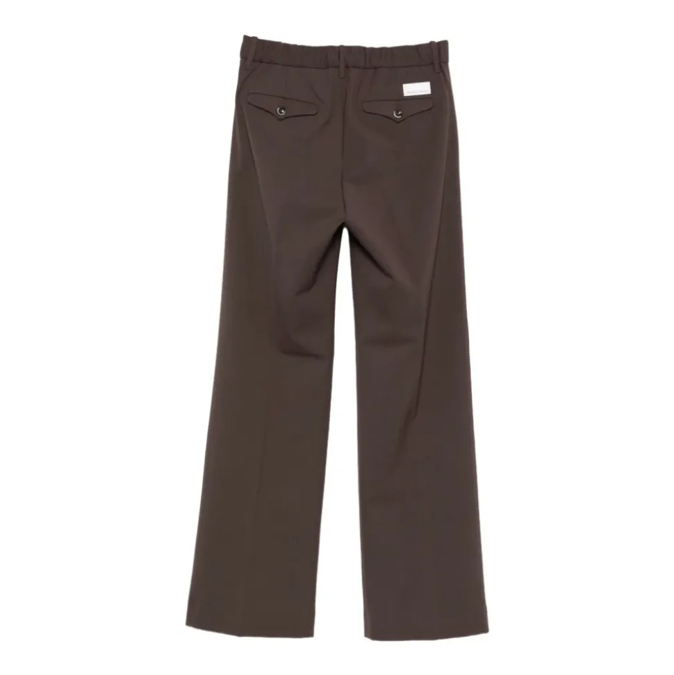 Braune Plissierte Straight Leg Hose