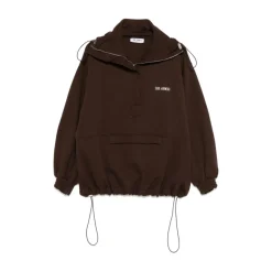 Braune Reißverschluss-Outerwear Mit Kordelzug
