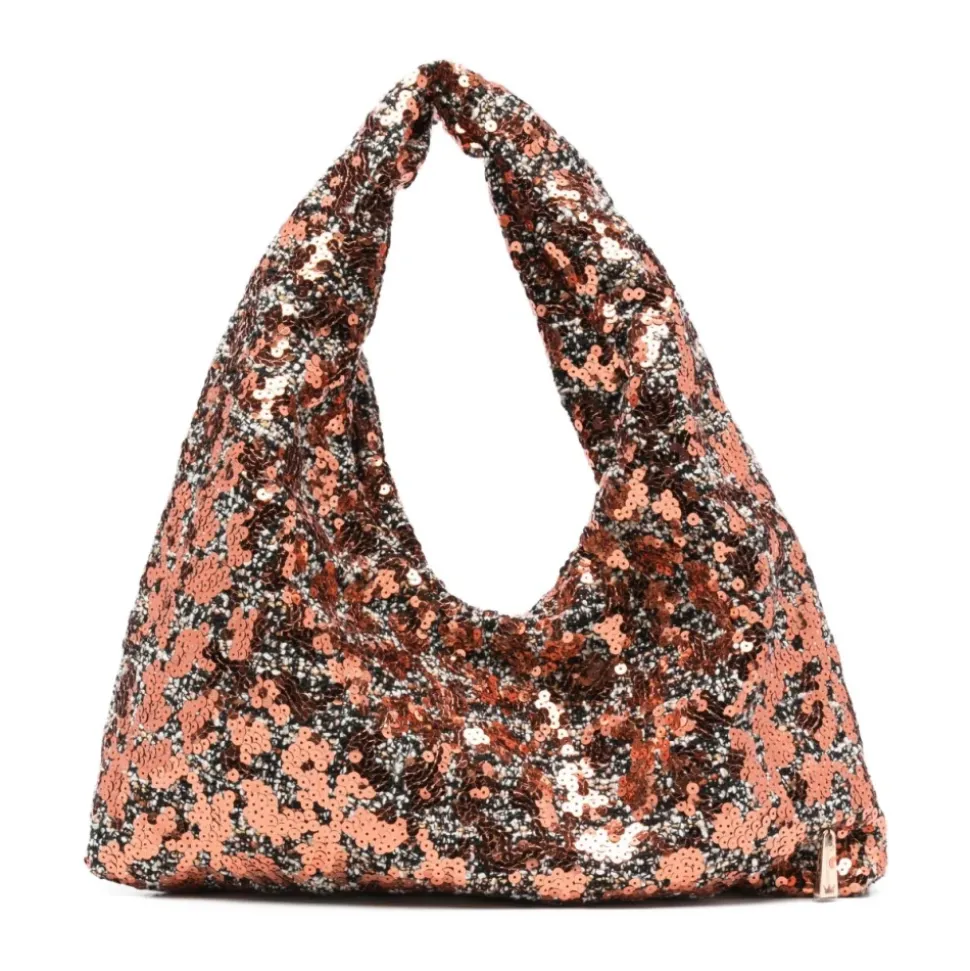 Braune Taschen mit rosa Paillettenverzierung
