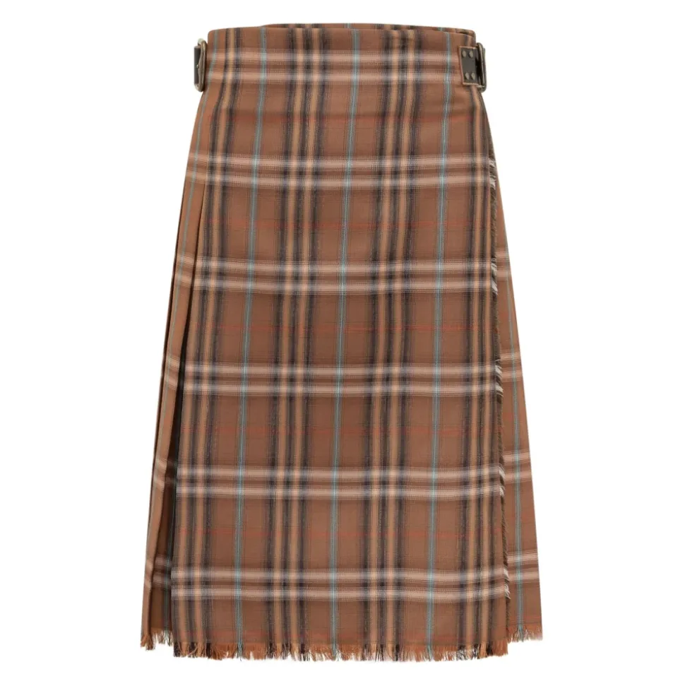 Buckled Pleated Midi Skirt