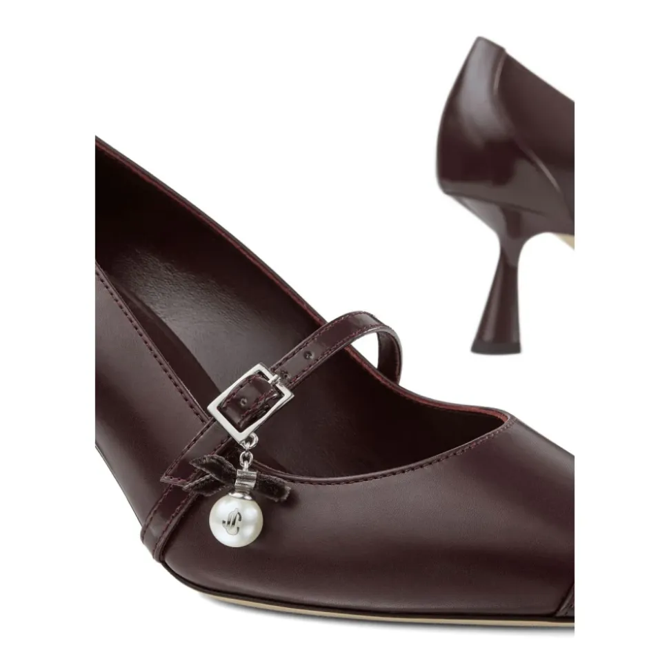 Burgund Perle T-Riemen Flats