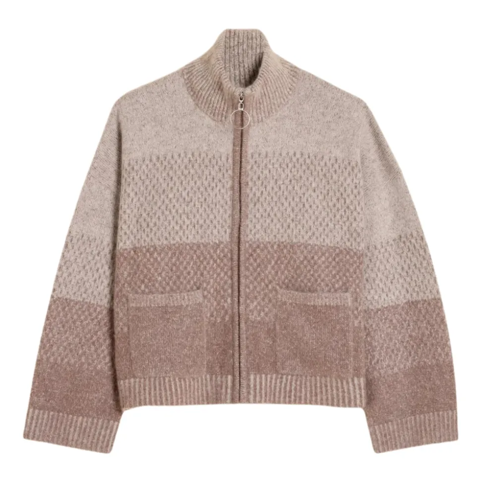 Burgunder Strickjacke mit Reißverschluss