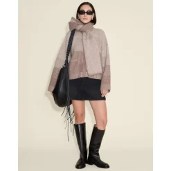 Burgunder Strickjacke mit Reißverschluss