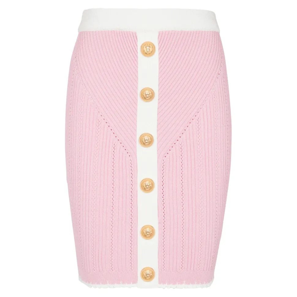 Buttoned Knit Skirt