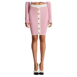 Buttoned Knit Skirt