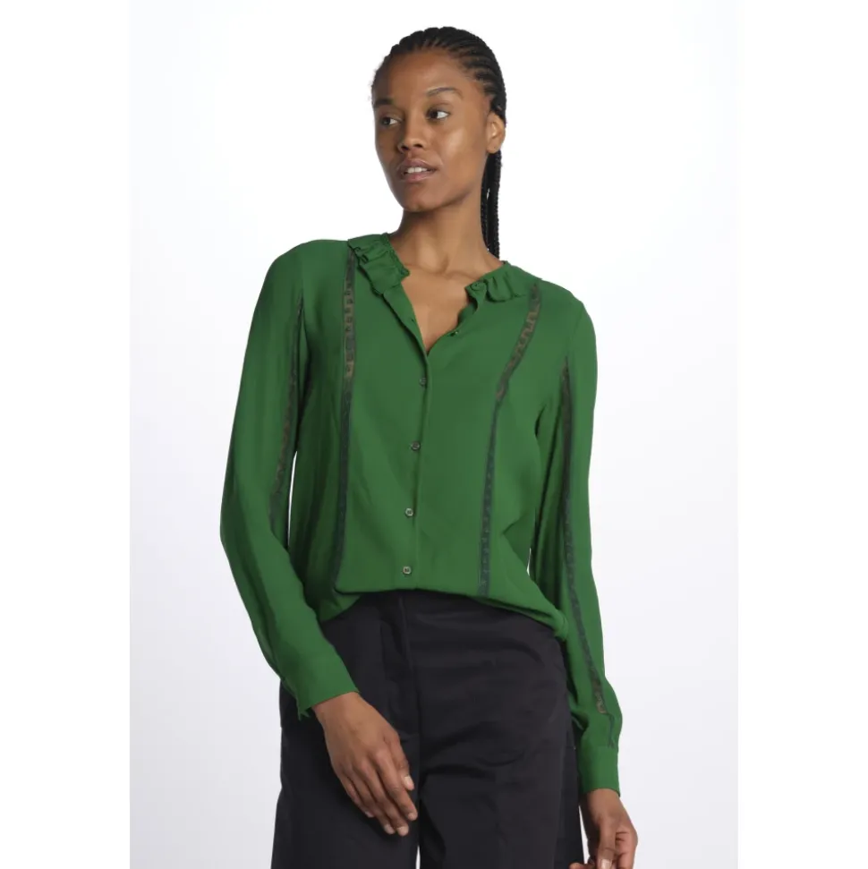Camicia con frange e inserti pizzo