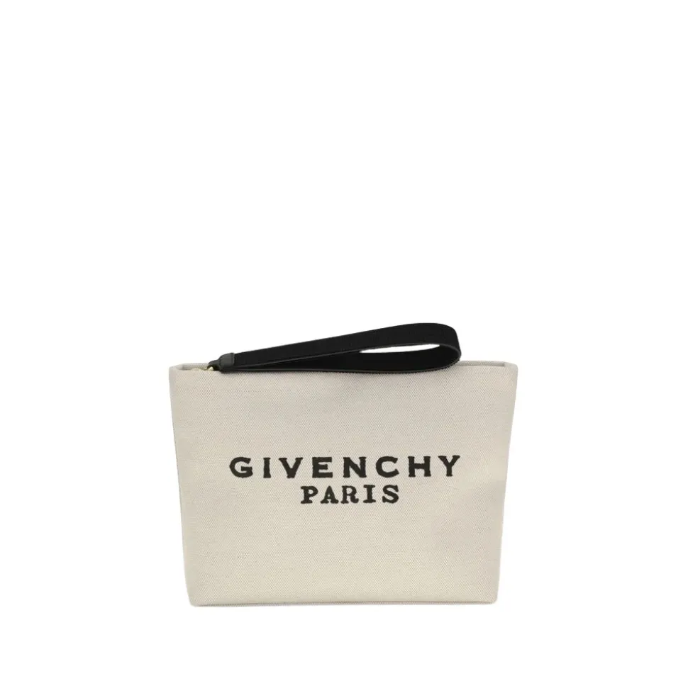 Canvas Pochette mit Lederriemen