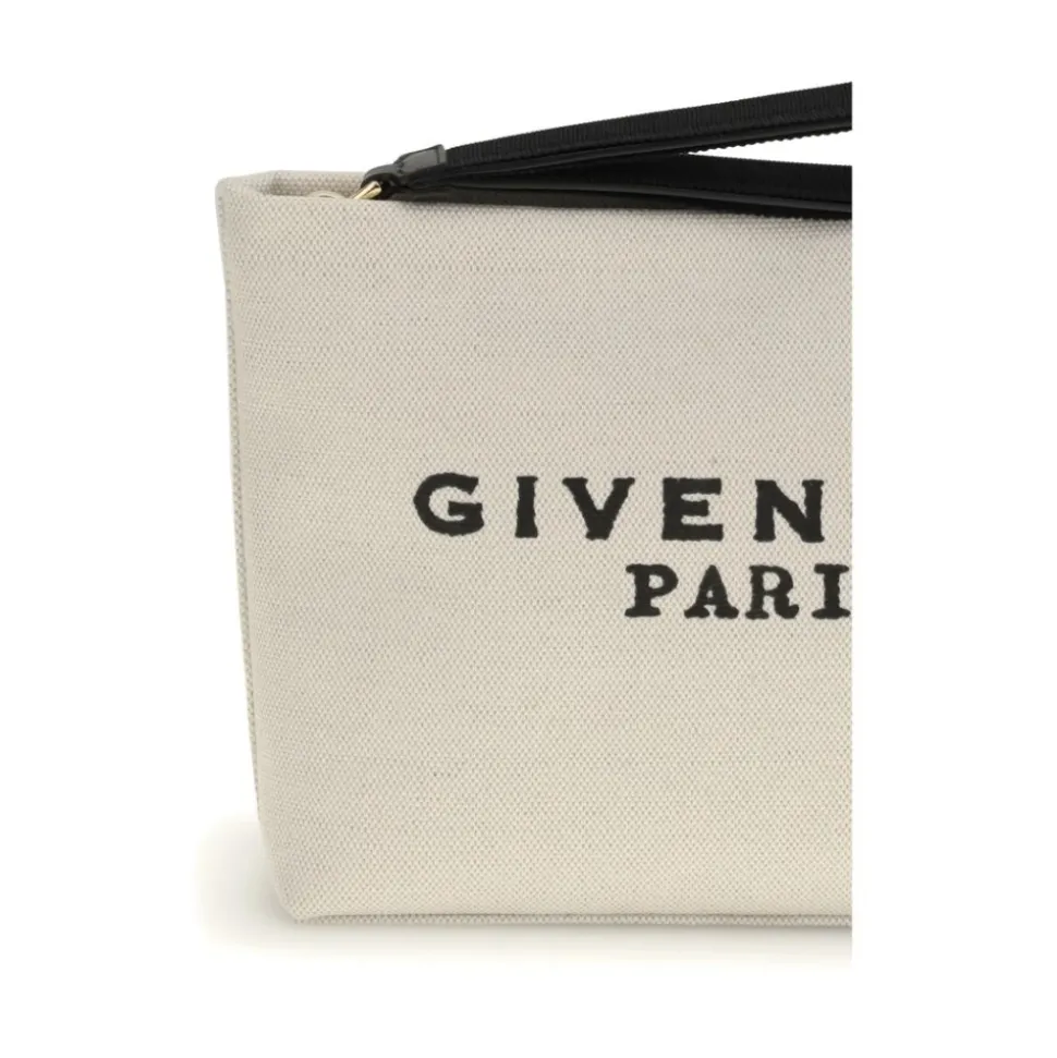 Canvas Pochette mit Lederriemen