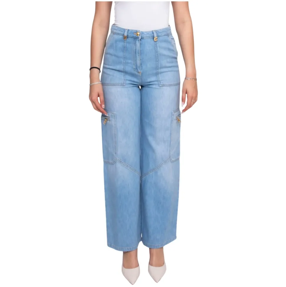 Cargo-Jeans mit Maxi-Taschen und Schmuckdetails