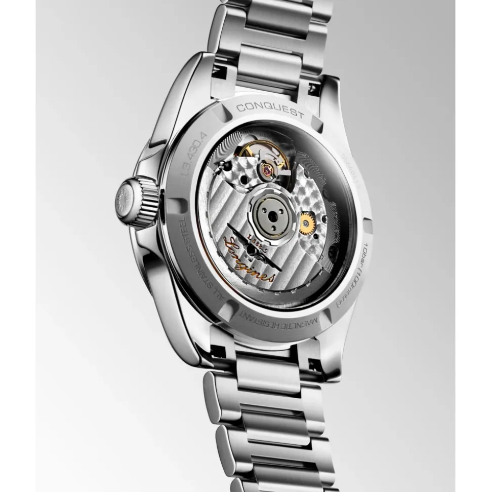 CONQUEST Silbernes Sonnenstrahl-Zifferblatt Stahl Uhr