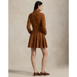 Cordhemdkleid mit Ausgestelltem Kragen