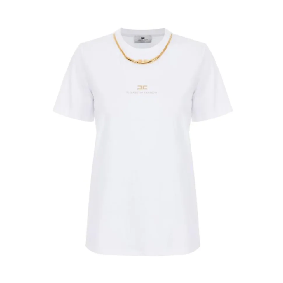Cotton Jersey T-Shirt mit Halskette