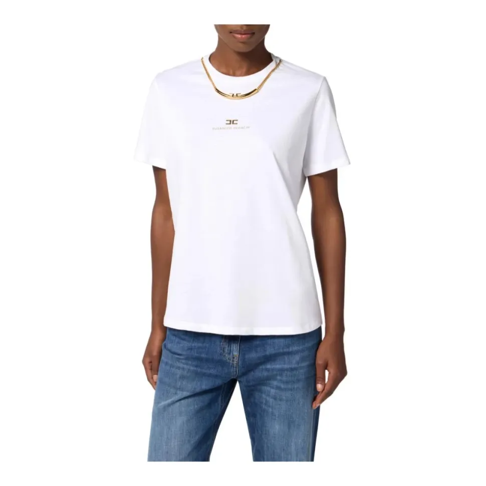 Cotton Jersey T-Shirt mit Halskette