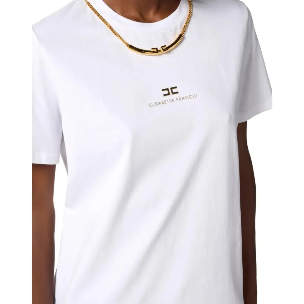 Cotton Jersey T-Shirt mit Halskette