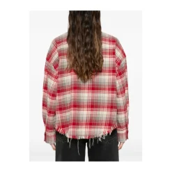 Cropped Shirt mit Fransen in Karomuster