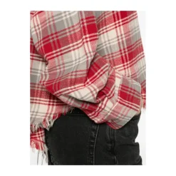 Cropped Shirt mit Fransen in Karomuster