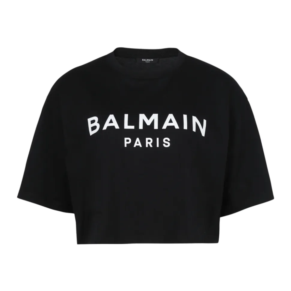 Cropped T-Shirt mit Logo-Print