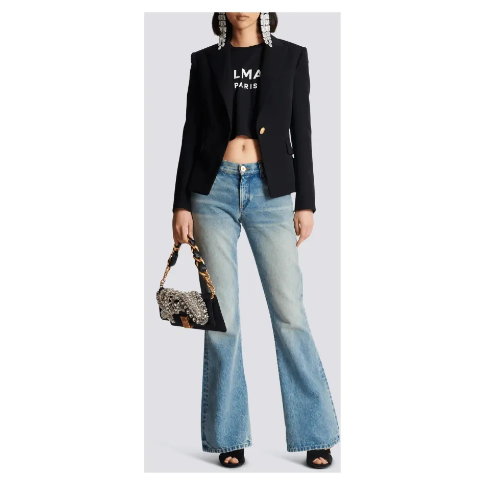 Cropped T-Shirt mit Logo-Print