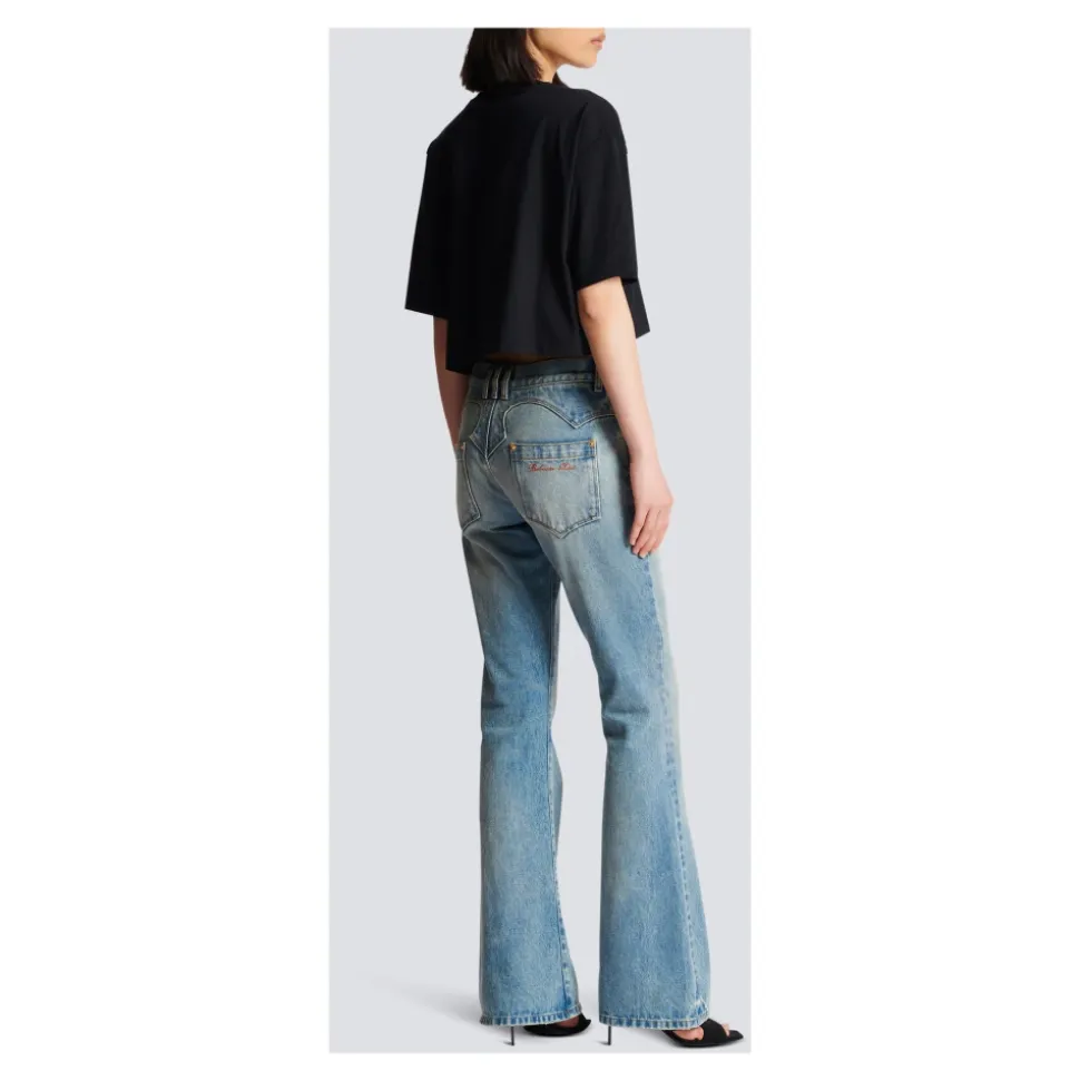 Cropped T-Shirt mit Logo-Print