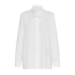 Crêpe-Bluse mit floralem Gürtel