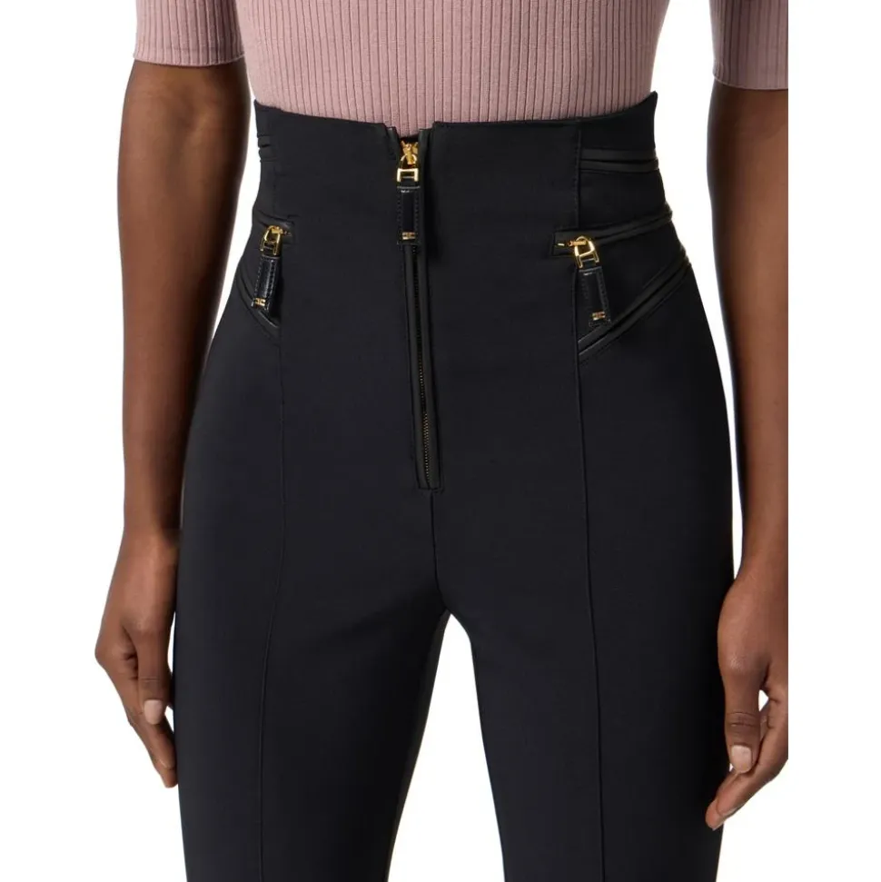 Crêpe-Hose mit Reißverschlussdetails