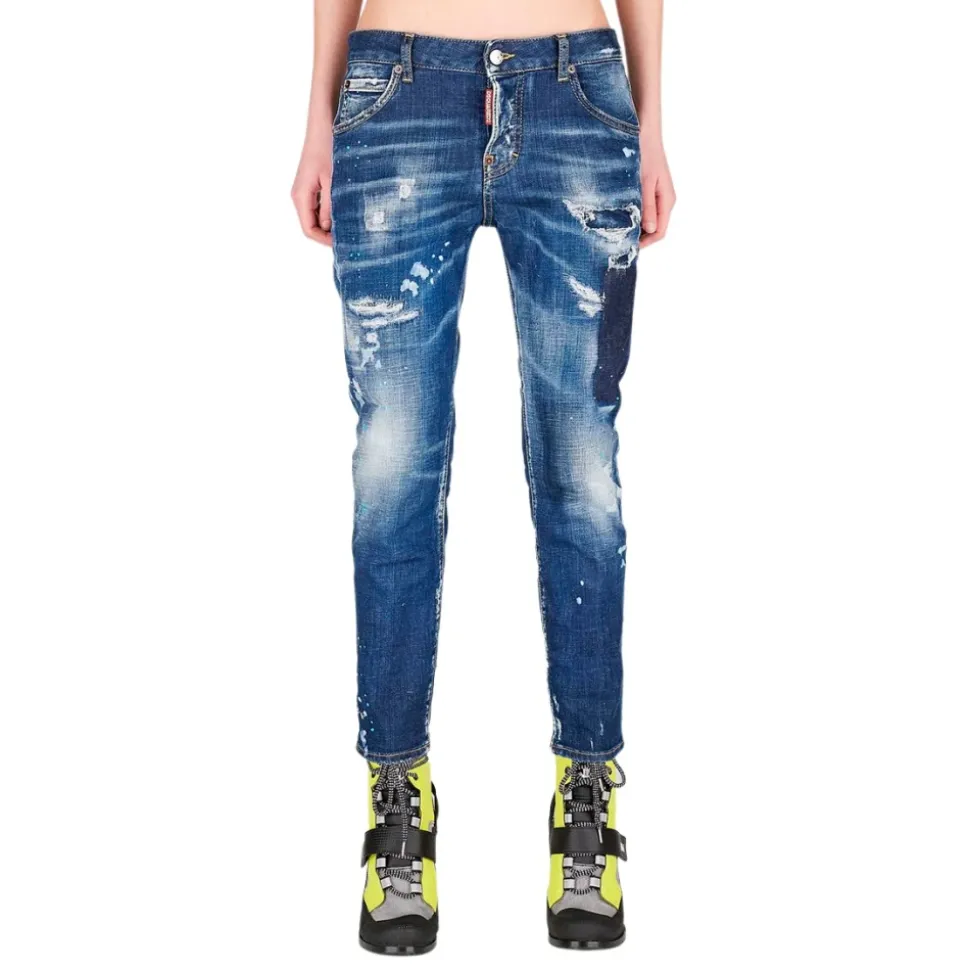 Dark Tiffany Cool Cropped Jeans