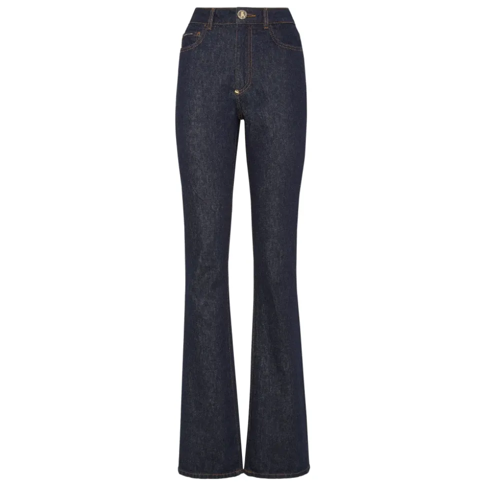 Denim High Wasted Flare Skull