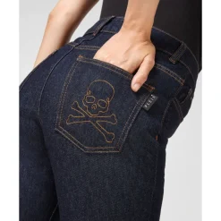 Denim High Wasted Flare Skull