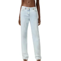 Denim Palazzo Hose mit Schmuckdetails