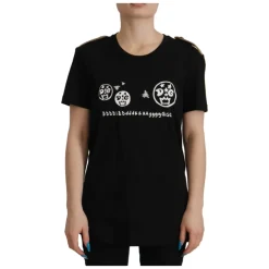 Dolce & Gabbana Black Logo Motive Crewneck Cotton T-shirt