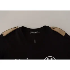 Dolce & Gabbana Black Logo Motive Crewneck Cotton T-shirt