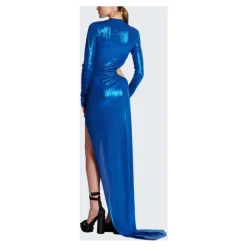 Draped Jersey Lamé Kleid