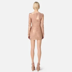 Drapiertes Mini-Kleid aus laminiertem Jersey