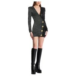 Dual-Fabric Draped Wickelkleid
