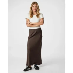 Dunkelbrauner Vicky Heavy Satin Rock