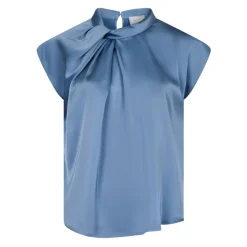 Dusty Blue Drapy Satin Bluse