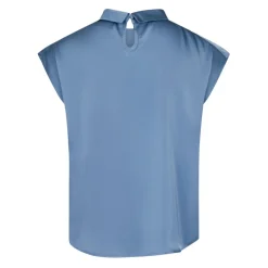Dusty Blue Drapy Satin Bluse