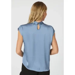 Dusty Blue Drapy Satin Bluse