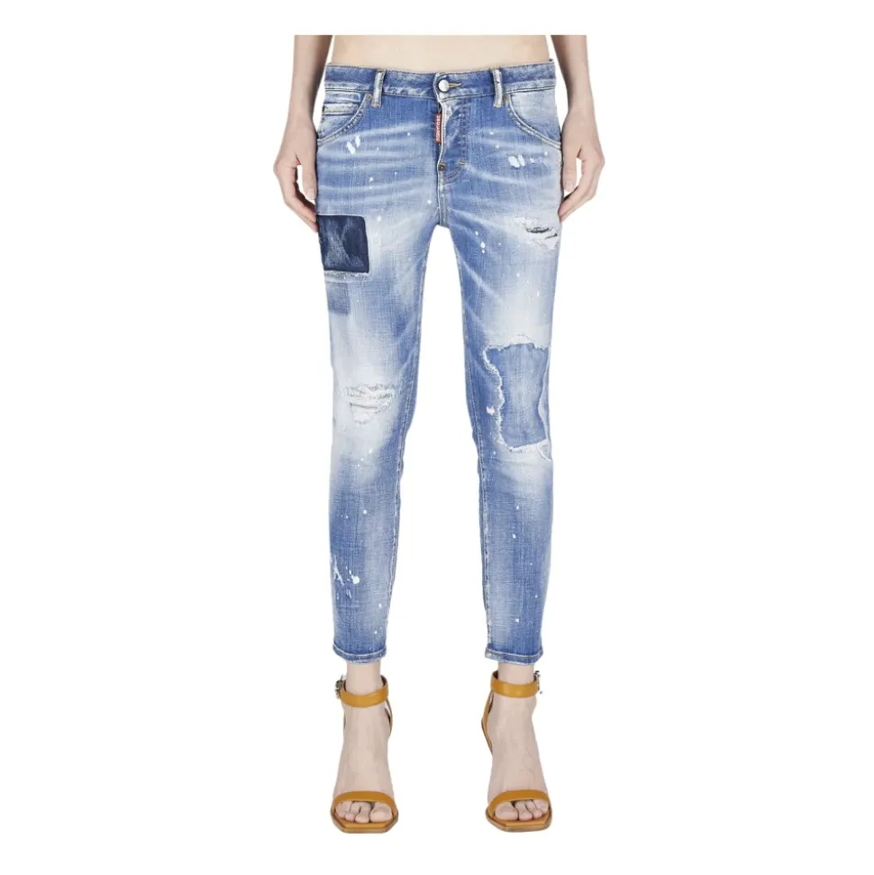 Edgy Paint-Spot Slim-Fit Jeans