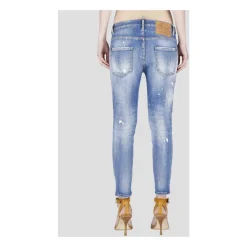 Edgy Paint-Spot Slim-Fit Jeans