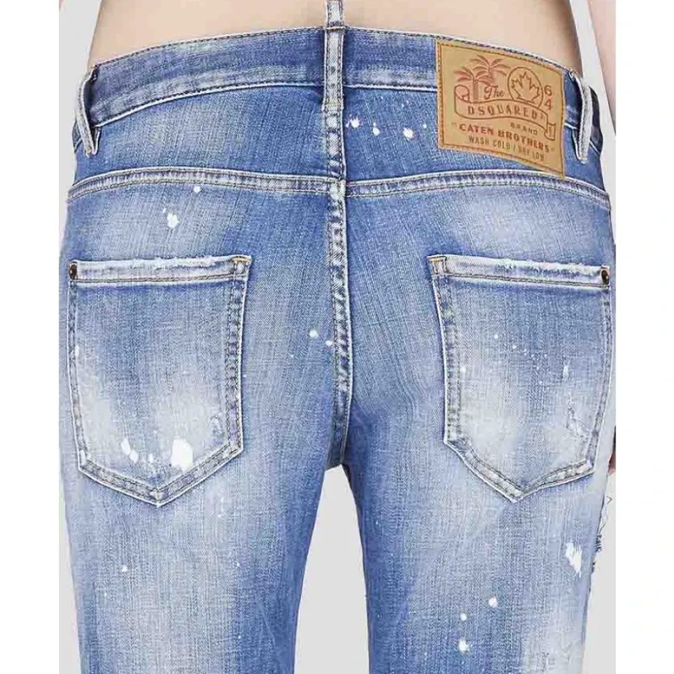 Edgy Paint-Spot Slim-Fit Jeans