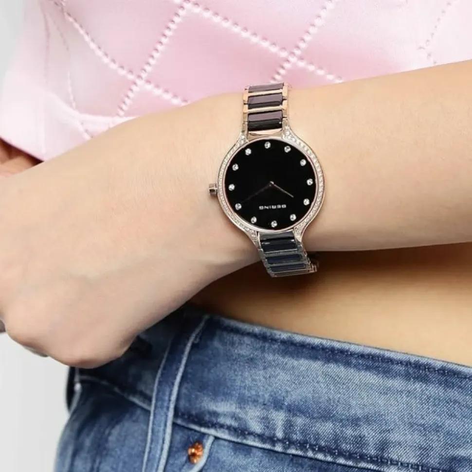 Elegante Armbanduhr mit Keramikeinlagen