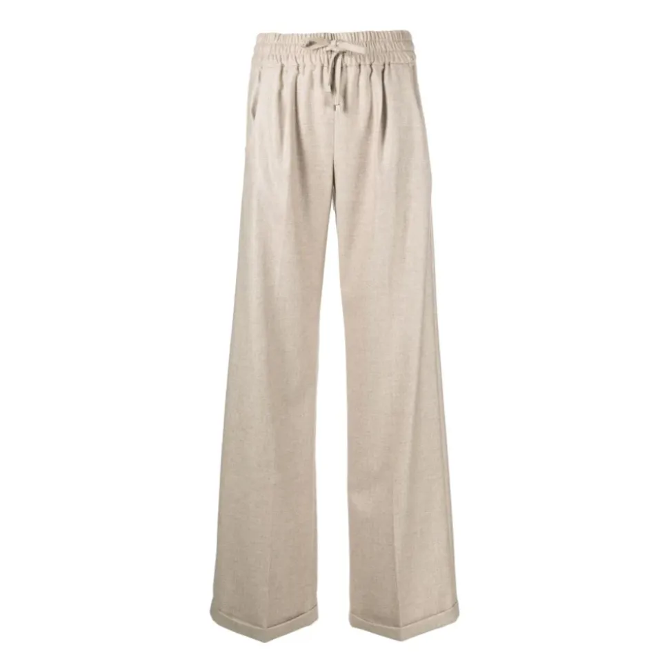 Elegante Beige Kaschmir High Waist Hose