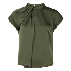 Elegante Drapy Satin Bluse mit Knotendetail