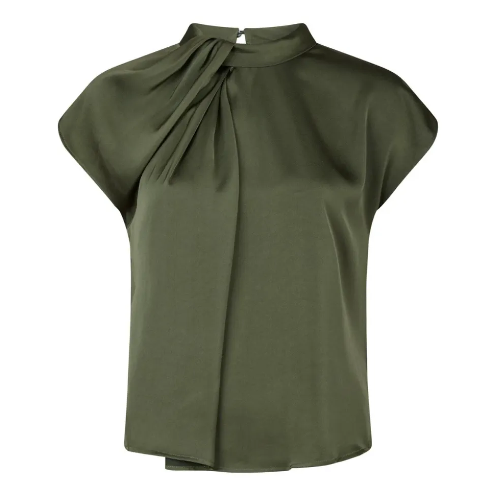 Elegante Drapy Satin Bluse mit Knotendetail