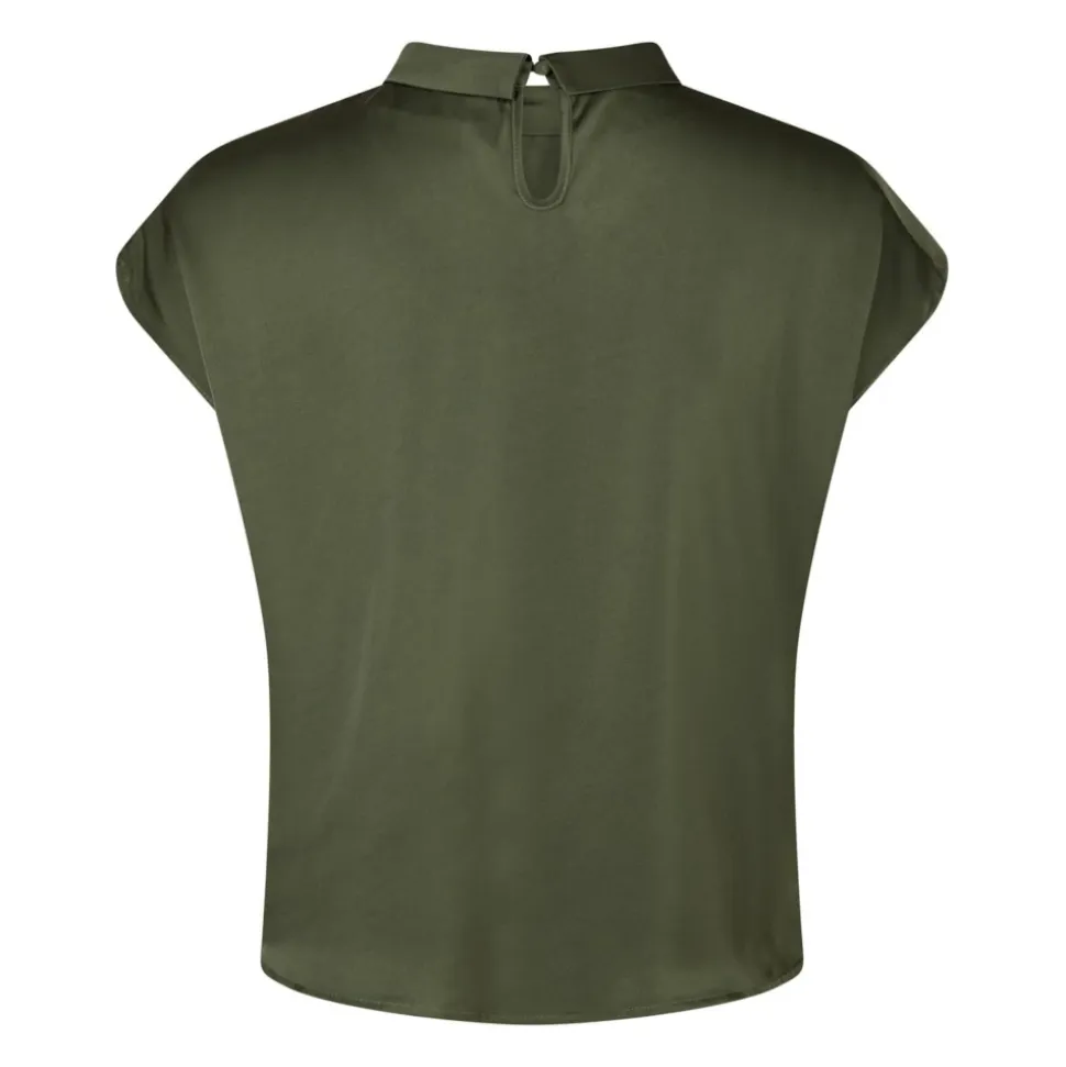 Elegante Drapy Satin Bluse mit Knotendetail