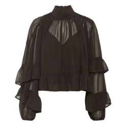 Elegante Mesh-Bluse mit Rüschen