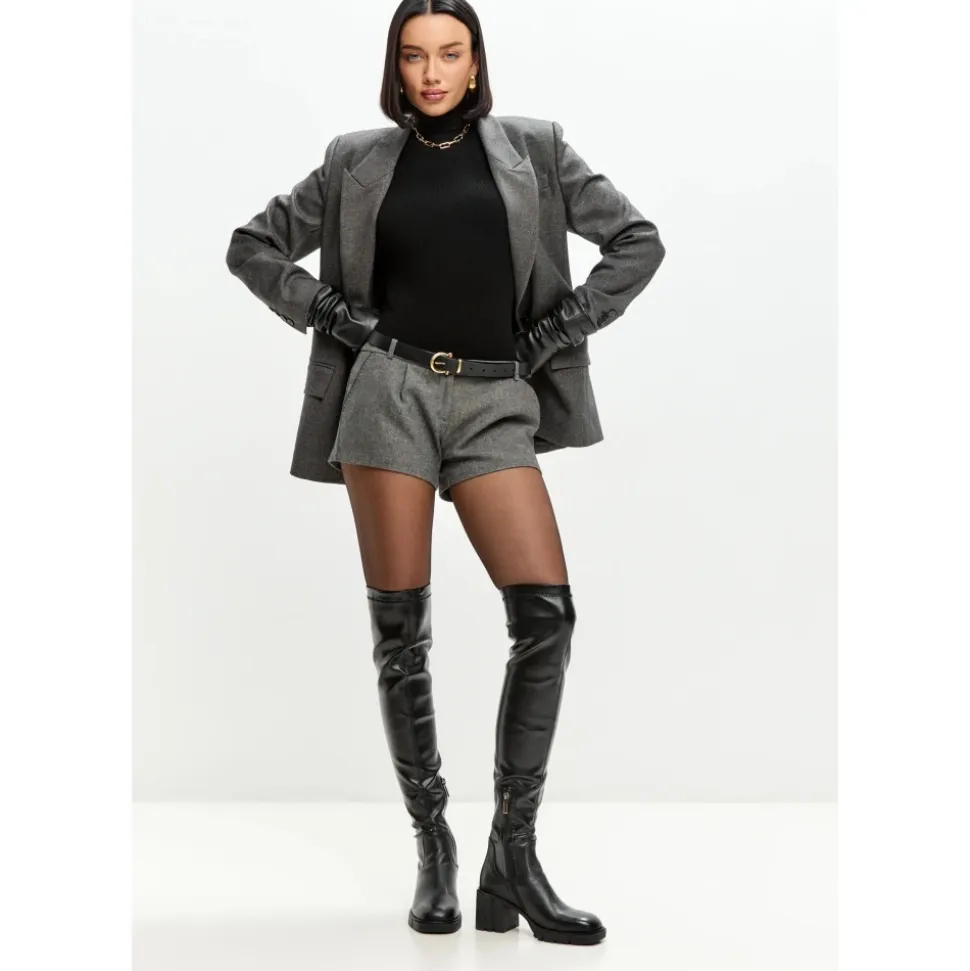 Elegante Rise Overknee-Stiefel aus Leder