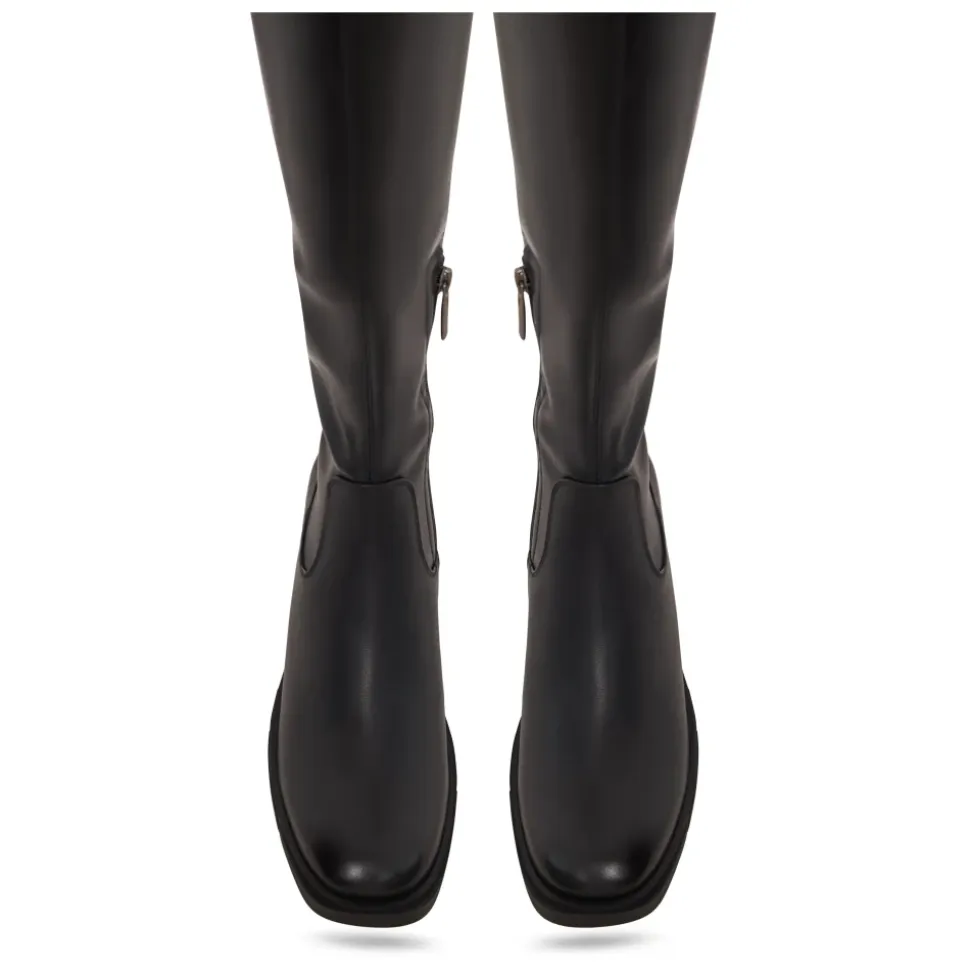 Elegante Rise Overknee-Stiefel aus Leder