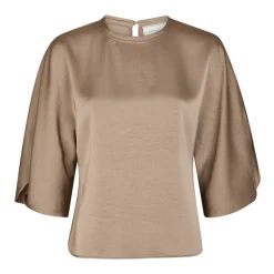 Elegante Sateen Bluse Dark Taube
